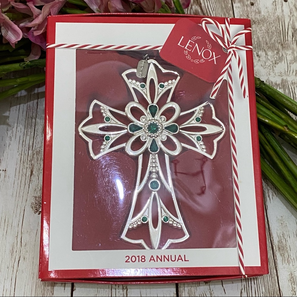 Lenox 2018 Gemmed Cross Christmas Tree Ornament